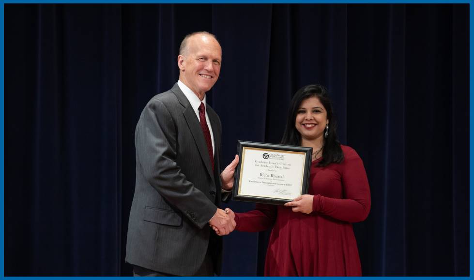 Richa Bhurtel, Master of Business Administration, receiving a Dean's Citation Award